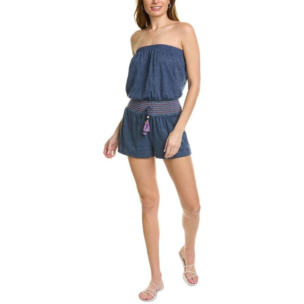 Strapless Navy Blue Women’s Swim Coverup Romper